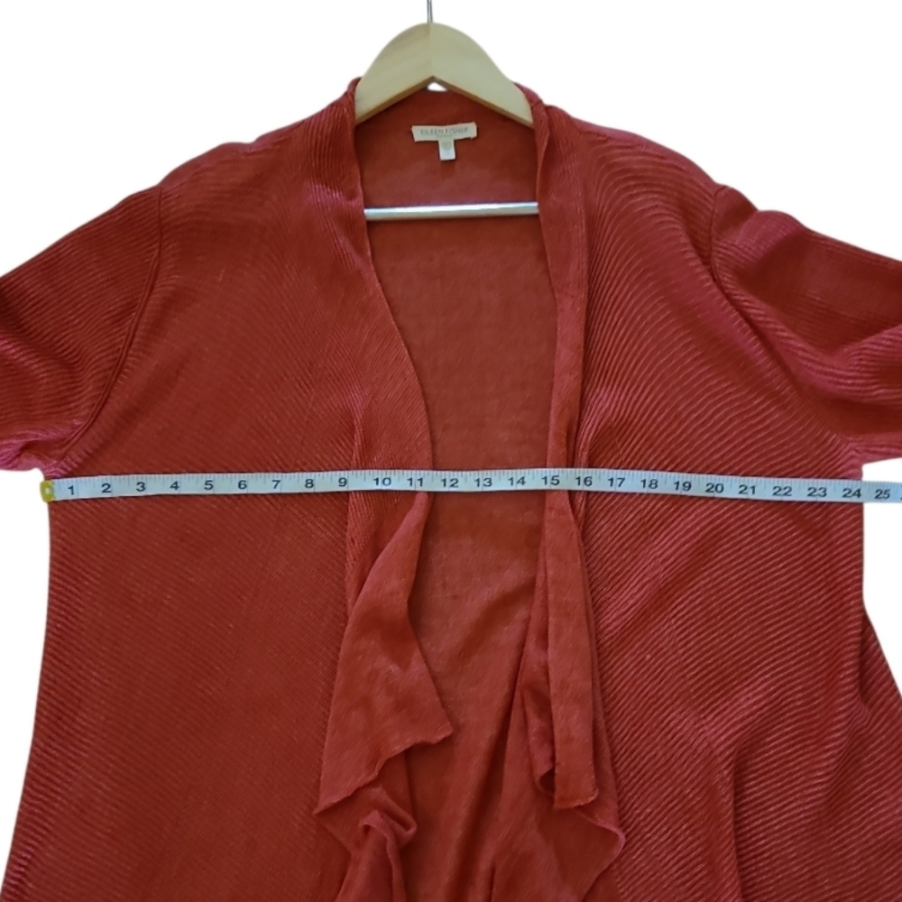 Eileen Fisher Women's 100% Linen Open Front Cardigan Salmon Pink Orange Size 1X - Picture 13 of 16